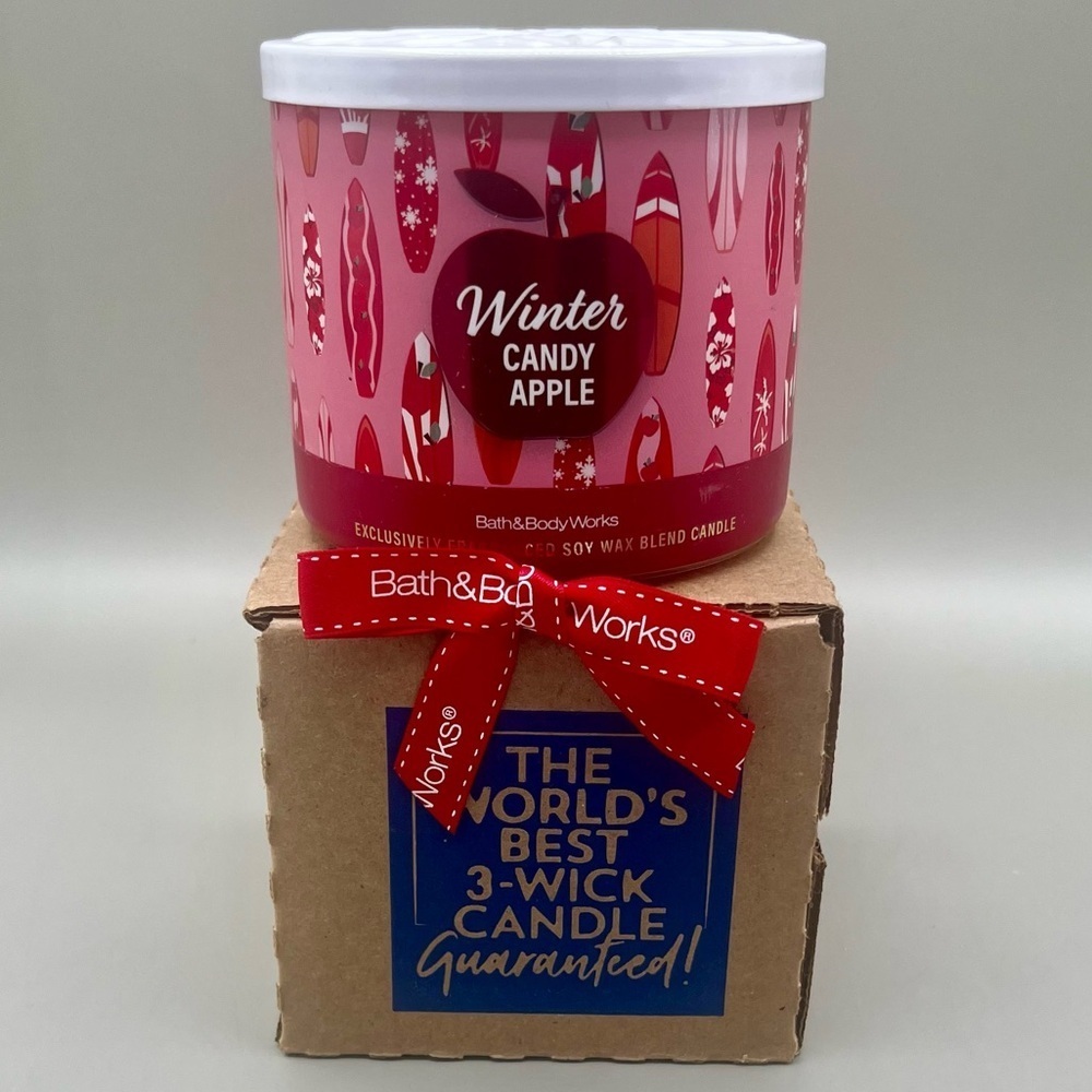 Bath & Body Works WINTER CANDY APPLE 3 Wick Candle ~ 14.5oz ~Sandy Clause ~ NIB